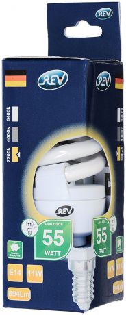 Лампа энергосберегающая "REV", теплый свет, цоколь E14, 11 Вт. 32250 4