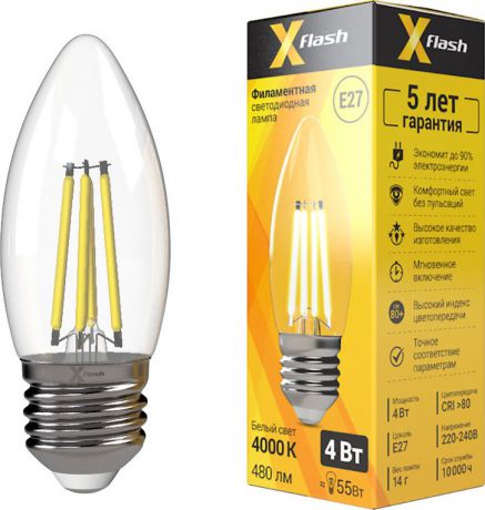 Лампа светодиодная X-Flash XF-E27-FL-С35-4W-4000K-230V