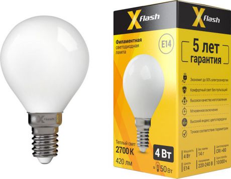 Лампа светодиодная X-Flash XF-E14-FLM-P45-4W-2700K-230V