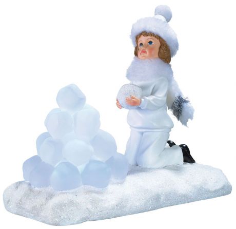 Новогодняя декоративная фигурка "Девочка со снежками", с подсветкой