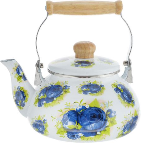 Чайник эмалированный "Bohmann", цвет: белый, синий, 1,3 л