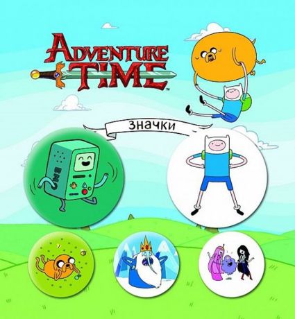 Набор значков Эксмо "Adventure Time. Сумасшедшая вселенная", 4 х 4 см, 5 шт