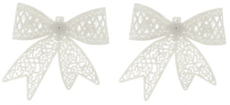 Набор новогодних подвесных украшений Winter Wings "Бантики", цвет: белый, 2 шт