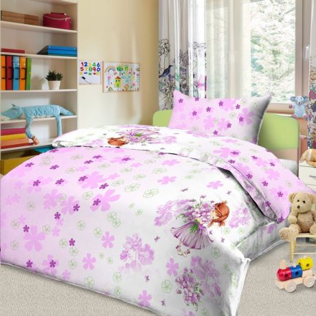 Комплект детского постельного белья Letto "Сонечка", 1,5-спальный, наволочка 50x70, цвет: розовый