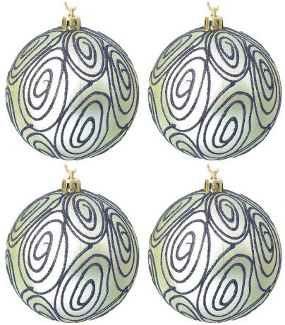 Набор новогодних подвесных украшений Sima-land "Тефия", цвет: зеленый, черный, диаметр 8 см, 4 шт. 2137163