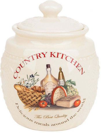 Банка для сыпучих продуктов Polystar "Country Kitchen", цвет: бежевый, 870 мл