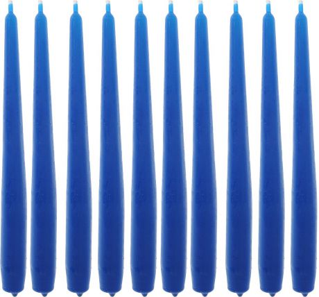 Набор свечей "Омский cвечной завод", цвет: синий, высота 24 см, 10 шт