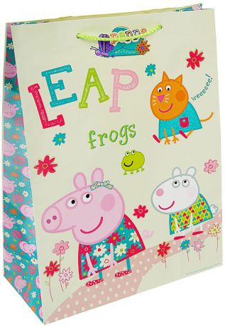 Пакет подарочный Peppa Pig "Весна Пеппы", цвет: мультиколор, 35 х 25 х 9 см. 2811424