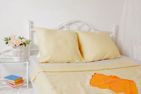 Комплект белья "Гаврилов-Ямский Лён", 1,5-спальный, наволочки 70х70, цвет: светло-бежевый
