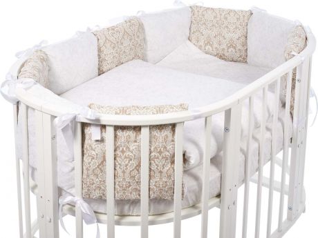 Комплект в овальную кроватку Sweet Baby Aria, 419058, темно-бежевый, белый, 5 предметов