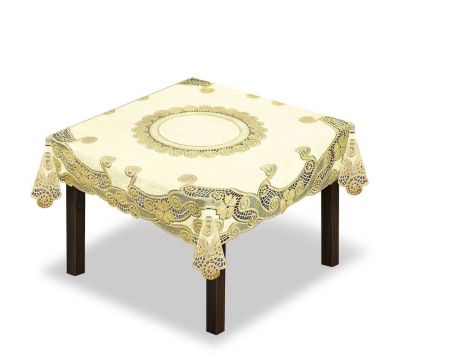 Скатерть "Haft", квадратная, цвет: кремовый, золотистый, 150 x 150 см. 230338