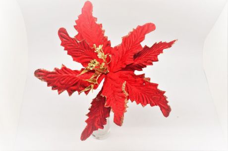 Декоративное украшение Яркий Праздник "Цветок", цвет: золотистый, красный, диаметр 30 см