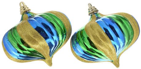 Набор новогодних подвесных украшений Winter Wings "Луковица", цвет: золотой, синий, зеленый, 2 шт