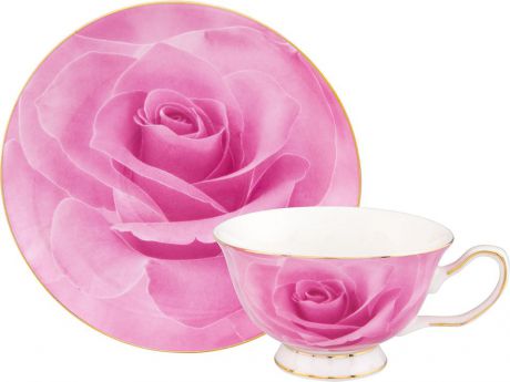 Чайная пара Elan Gallery "Роза", цвет: розовый, 2 предмета