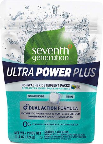 Таблетки-капсулы для посудомоечной машины Seventh Generation "Ultra Power Plus", гипоаллергенные, свежий цитрусовый аромат, 18 шт