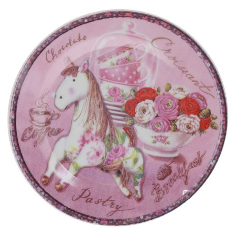 Тарелка декоративная Besko "Винтажная лошадка", диаметр 18 см