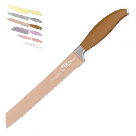 Нож для нарезки хлеба "Ладомир", цвет: оранжевый, длина лезвия 20 см. К5ВСКР20