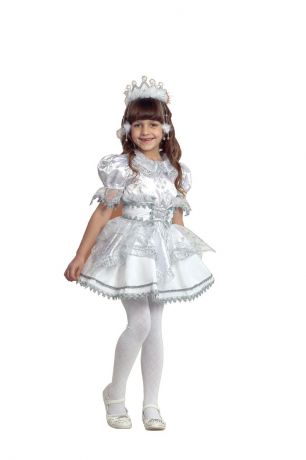 Батик Костюм карнавальный для девочки Снежинка цвет белый серебристый размер 32