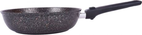 Сковорода Kukmara Granit ultra, с мраморным антипригарным покрытием, со съемной ручкой, цвет: темно-серый. Диаметр 24 см