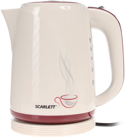 Чайник Scarlett SC-028, на подставке, белый, 1,7 л