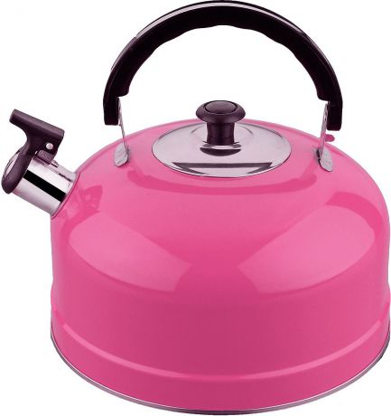 Чайник Irit, со свистком, цвет: розовый, 2,5 л