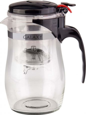 Чайник заварочный Galaxy GL 9311, цвет: черный, прозрачный, 800 мл