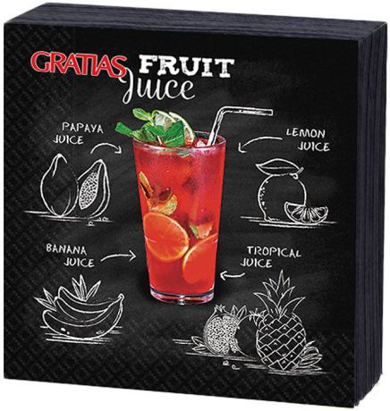 Салфетки бумажные Gratias Fruit Juice , трехслойные, 24 х 24 см, 20 шт