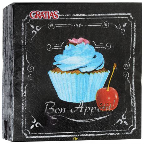 Салфетки бумажные Gratias Bon Appetit, трехслойные, 24 х 24 см, 20 шт