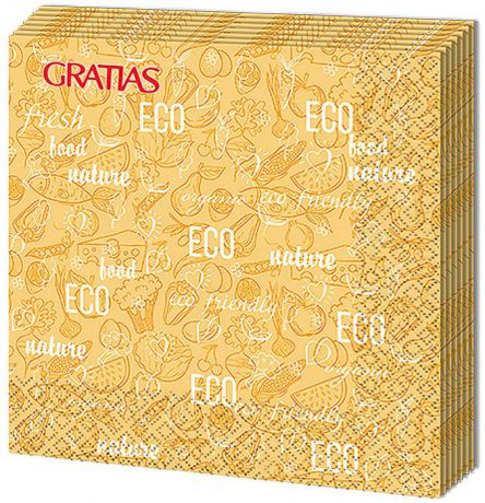 Салфетки бумажные Gratias "Эко", трехслойные, 33 х 33 см, 12 шт