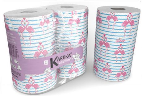 Полотенца бумажные World Cart "Фламинго. Kartika Collection", 2-х слойные, 2 рулона