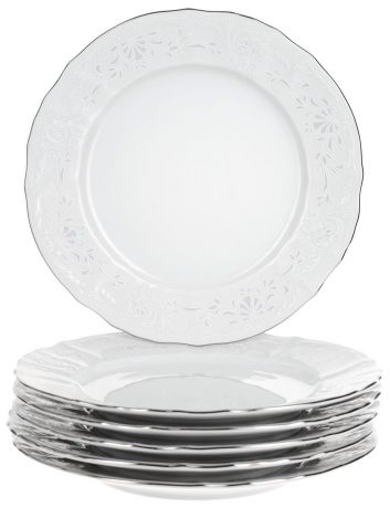 Тарелка десертная Thun "Деколь. Отводка платина", диаметр 19 см, 6 шт