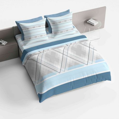 Комплект белья Браво "Лоренцо", 2-спальный, наволочки 70х70, цвет: голубой