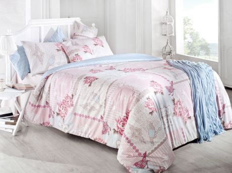 Комплект белья Issimo Home Pastoral, евро, наволочки 50x70, цвет: розовый