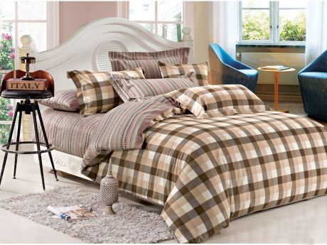 Комплект постельного белья Cleo Satin Lux "Гордон", 2-спальный, 20/301-SL, разноцветный, наволочки 70x70