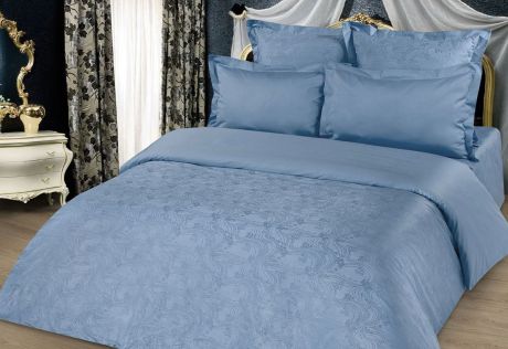 Комплект белья Tete-a-Tete "Жаккард", семейный, наволочки 70x70, 50х70, цвет: голубой