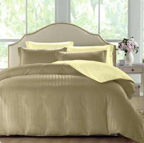 Комплект белья ЭГО "Сафина", 1,5-спальный, наволочки 70x70, цвет: оливковый