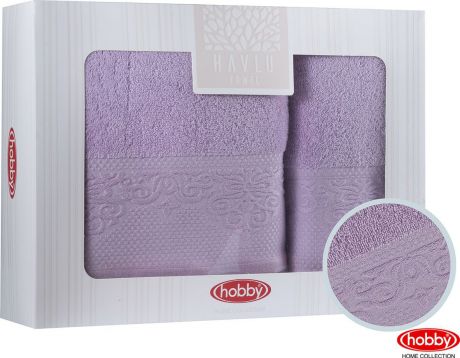 Набор банных полотенец Hobby Home Collection Alice 2000000014, лиловый, 2 шт
