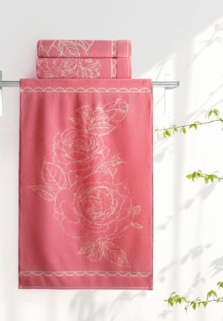 Полотенце банное Aquarelle "Розы 4" 731121, розовый, 50 х 90 см