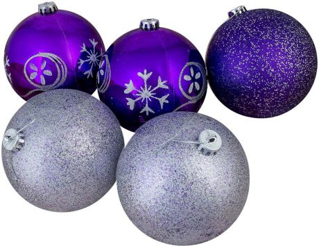Набор елочных шаров "Барбара", цвет: фиолетовый, диаметр 15 см, 5 шт