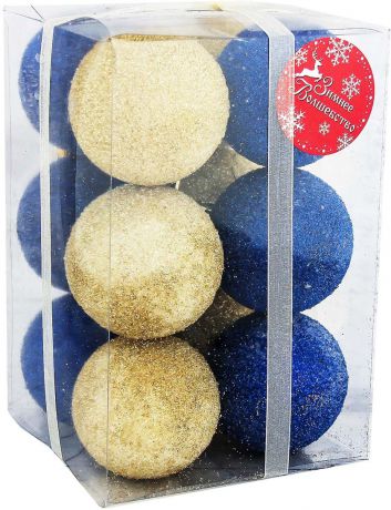 Набор елочных шаров "Сахарная пудра", цвет: разноцветный, диаметр 6 см, 12 шт
