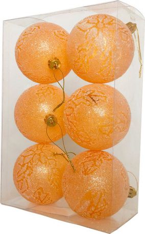 Набор елочных шаров Магия праздника, NY034, диаметр 7 см, 6 шт., оранжевый