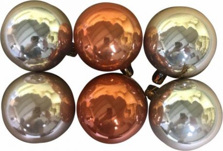Набор новогодних подвесных украшений Magic Time "Ассорти", цвет: перламутровый, оранжевый, молочный, диаметр 6 см, 6 шт
