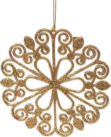 Новогоднее подвесное елочное украшение Magic Time "Цветок золотой", 12 x 12 x 0,2 см