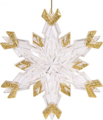 Новогоднее подвесное елочное украшение Magic Time "Снежинка с золотом", 11,5 х 2,1 х 11 см