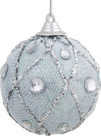 Новогоднее подвесное украшение Magic Time "Голубой шар со стразами", 8 см