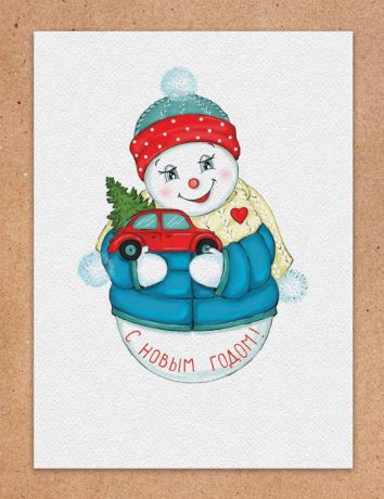 Новогоднее подвесное украшение Magic Time "Снеговик с машинкой", 4,5 х 1,7 х 7,5 см