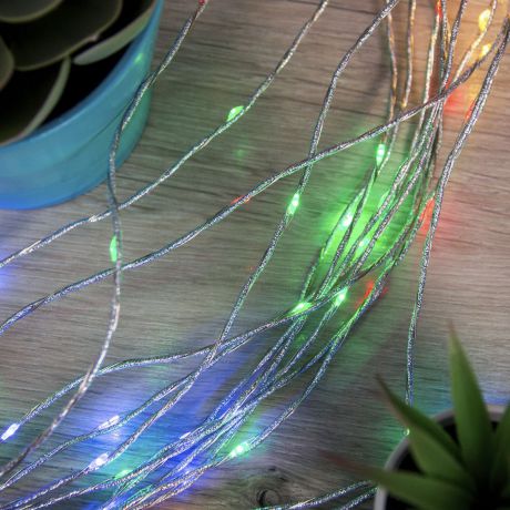 Гирлянда электрическая Luazon Lighting "Конский хвост. Роса", цвет: разноцветный, 300 LED, 15 серебристых нитей, длина 2 м