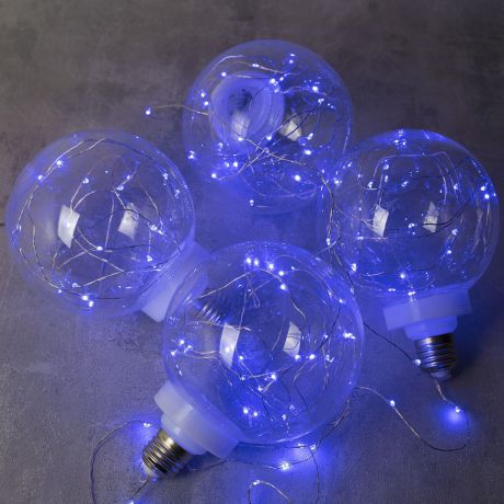 Гирлянда электрическая Luazon Lighting "Нить. Лампочки", цвет: синий, 100 LED, 12 V, длина 1,5 м