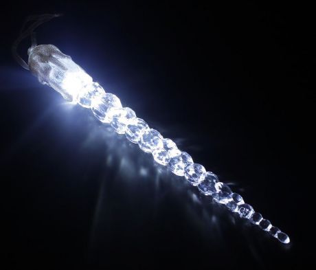 Гирлянда электрическая "Сосулька рифленая", цвет: белый, 1 LED, 25 см