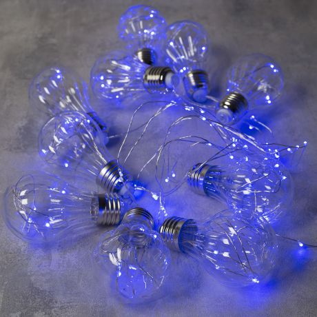 Гирлянда электрическая Luazon Lighting "Нить. Лампочки объемные", цвет: синий, 100 LED, 12 V, 10 шт